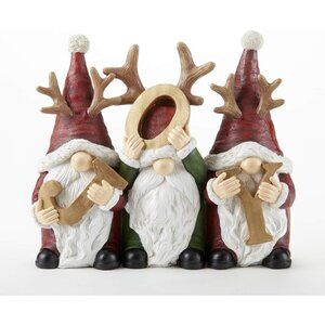 Gnome Shelf Decor Set - Joy Christmas Figurines With Red & Green Hats